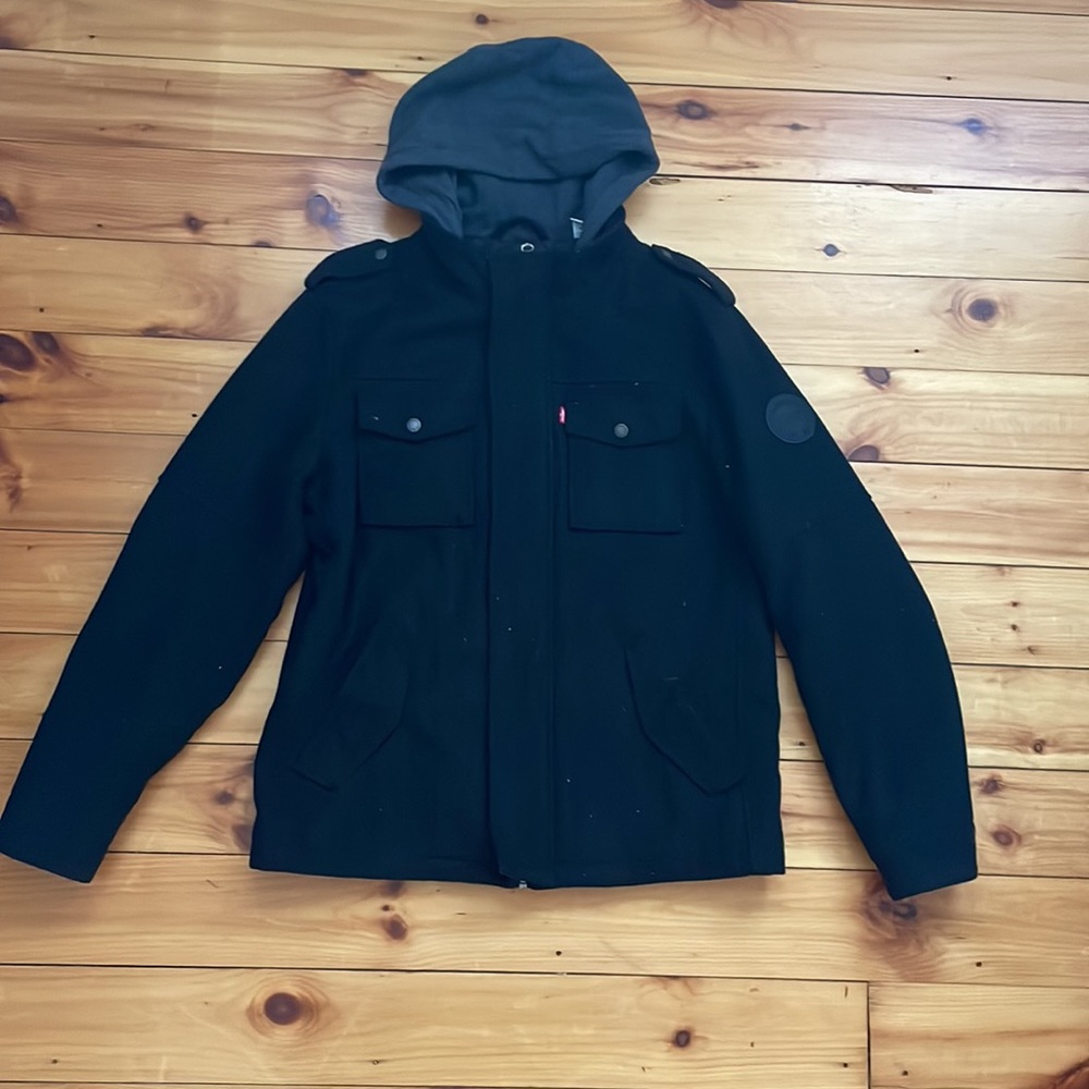 Levi’s wool blend coat with hoodie